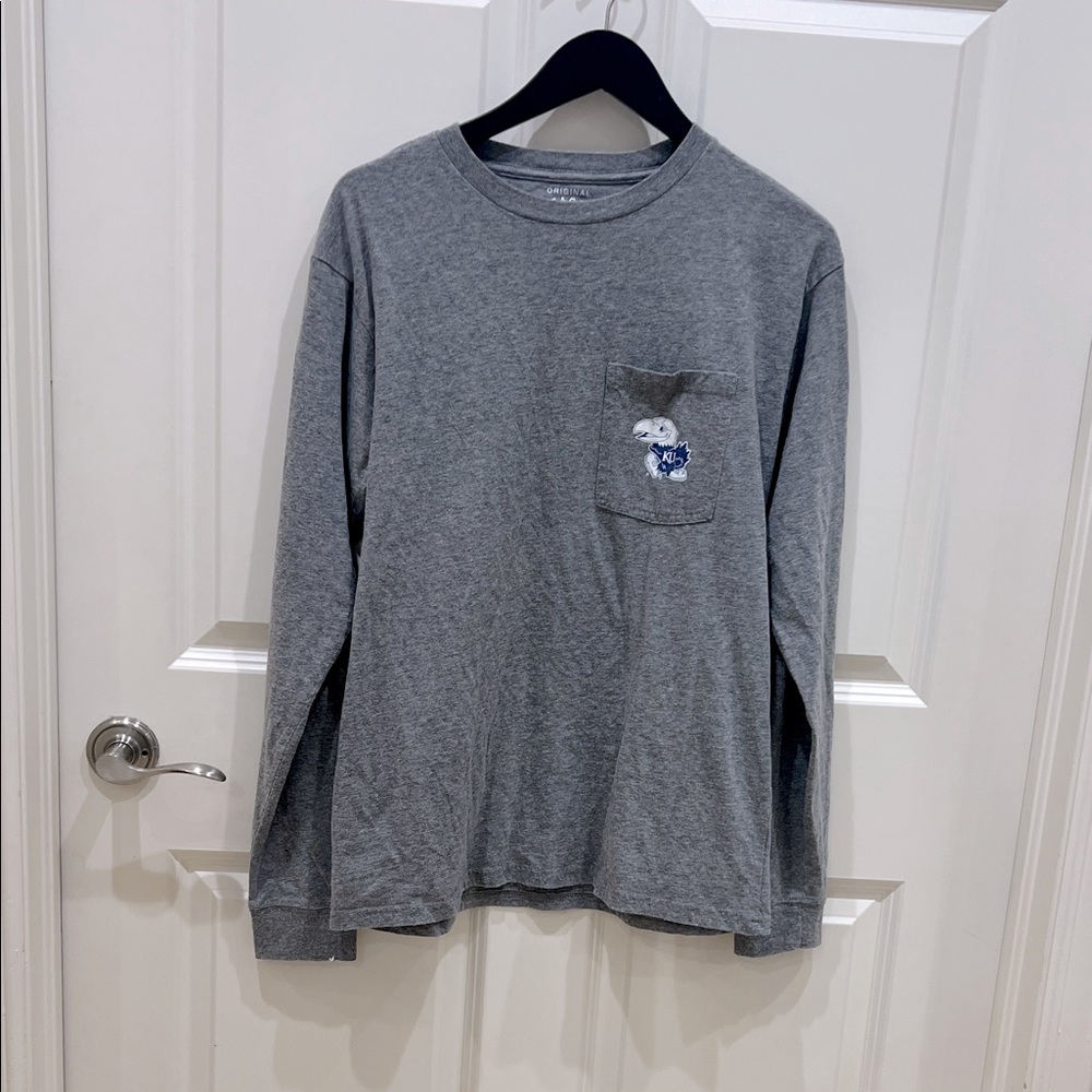 Gray Long Sleeve Shirt Kansas with Pocket Design